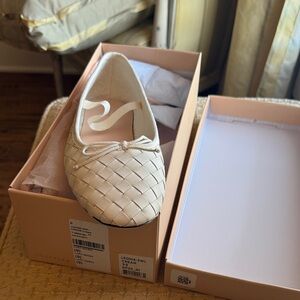 Loeffler Randall Cream Woven Loafers